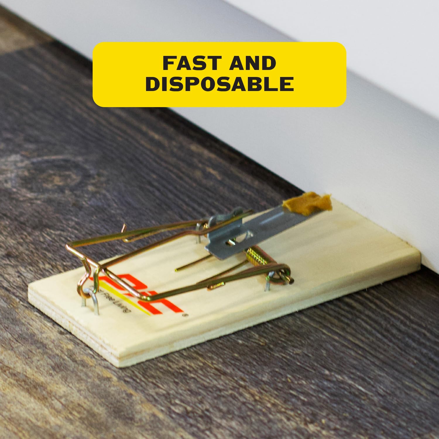 Side view of PIC Wood Mouse Trap, wooden design
