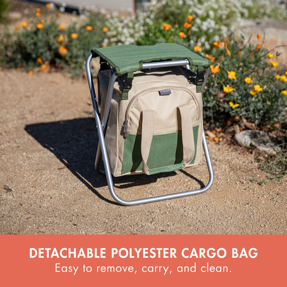 Side view of PICNIC TIME Garden Kneeler and Seat with tools
