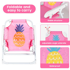Side view of PLULON Kids Beach Chair with removable umbrella