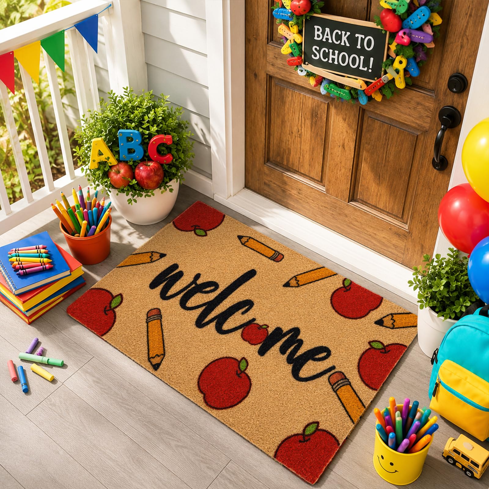 Side view of Prewplam Classroom Welcome Door Mat