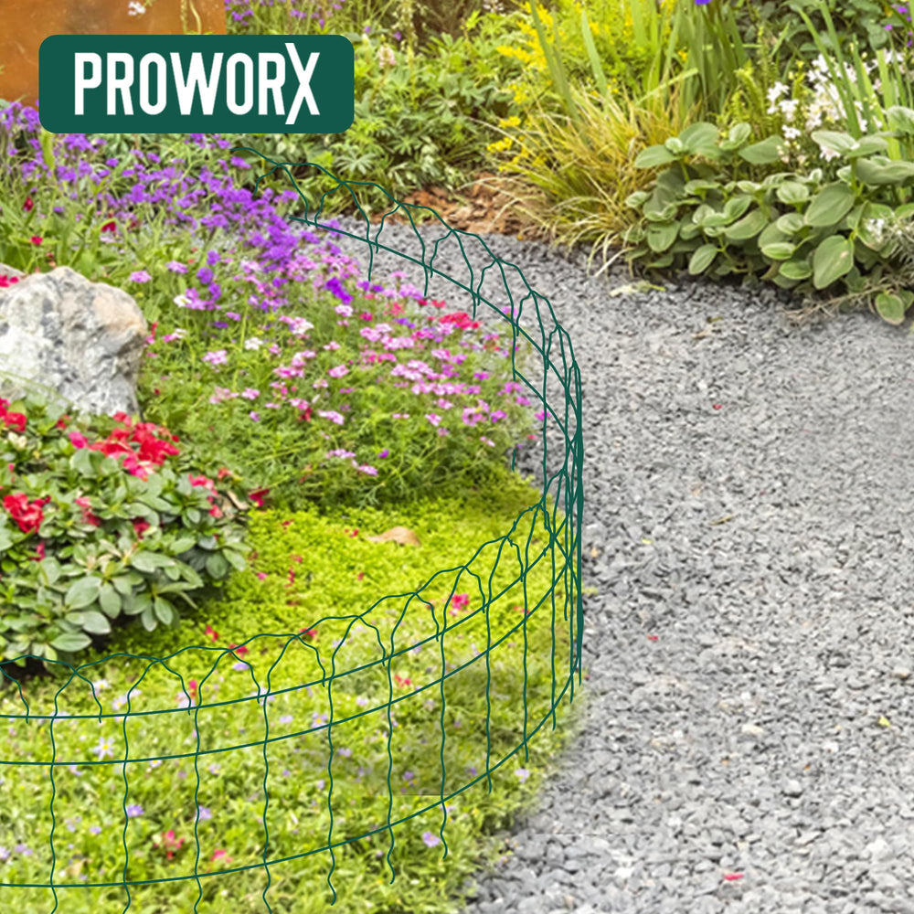 Side view of PROWORX Green Garden Fence Border
