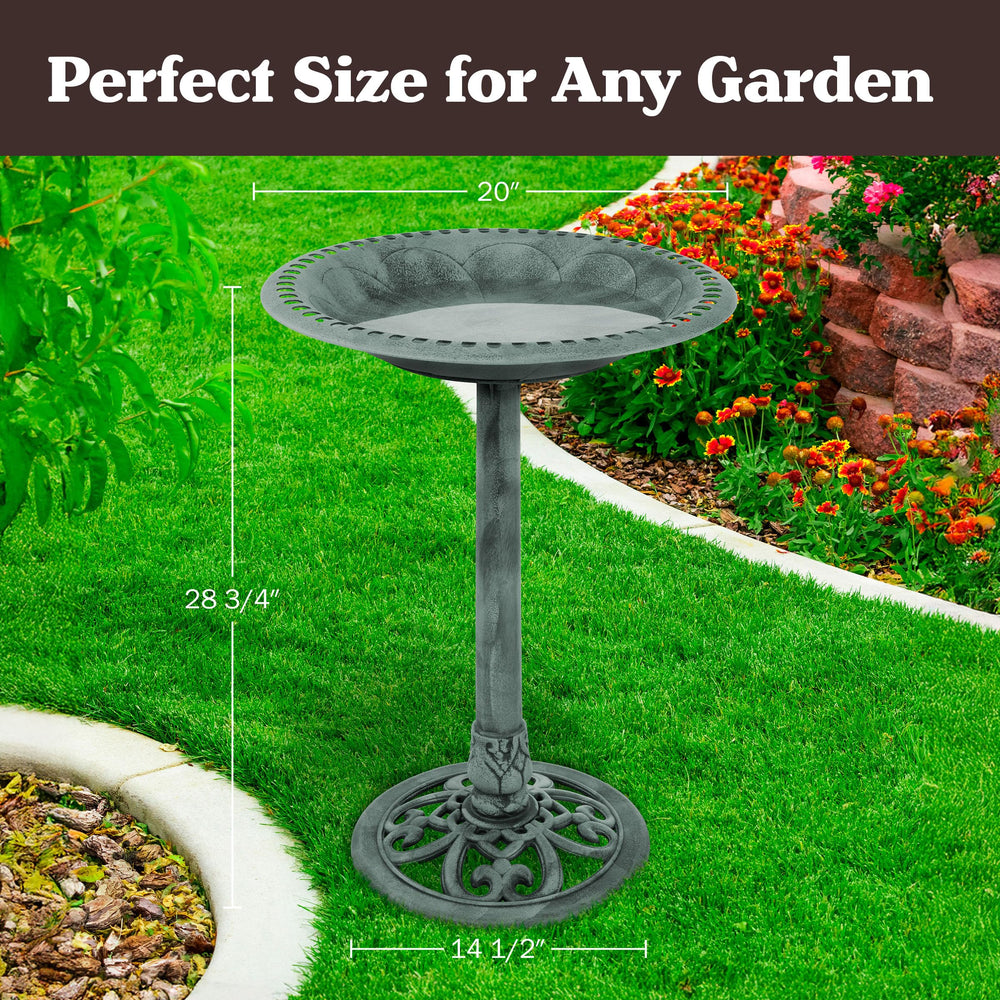 Side view of Pure Garden Antique Bird Bath showcasing its vintage design
