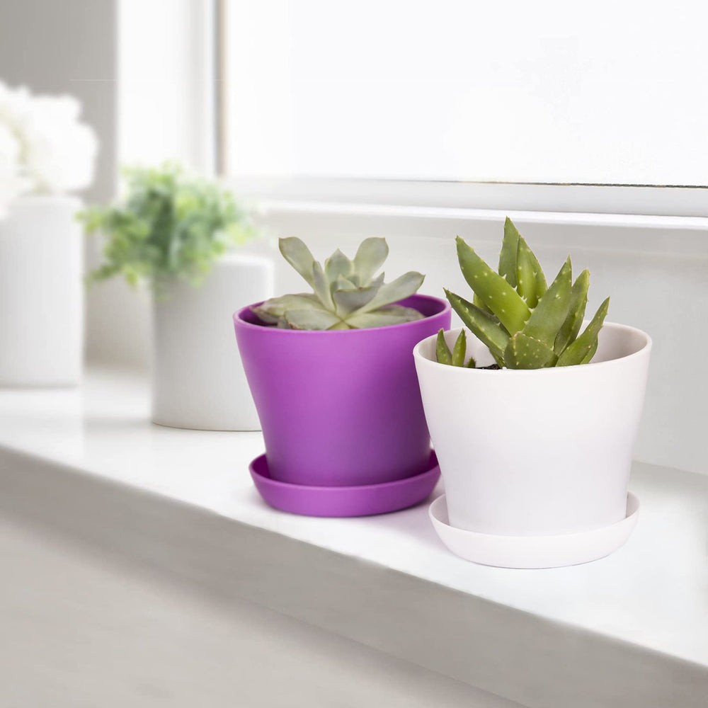 Side view of purple plastic planter by TDHDIKE
