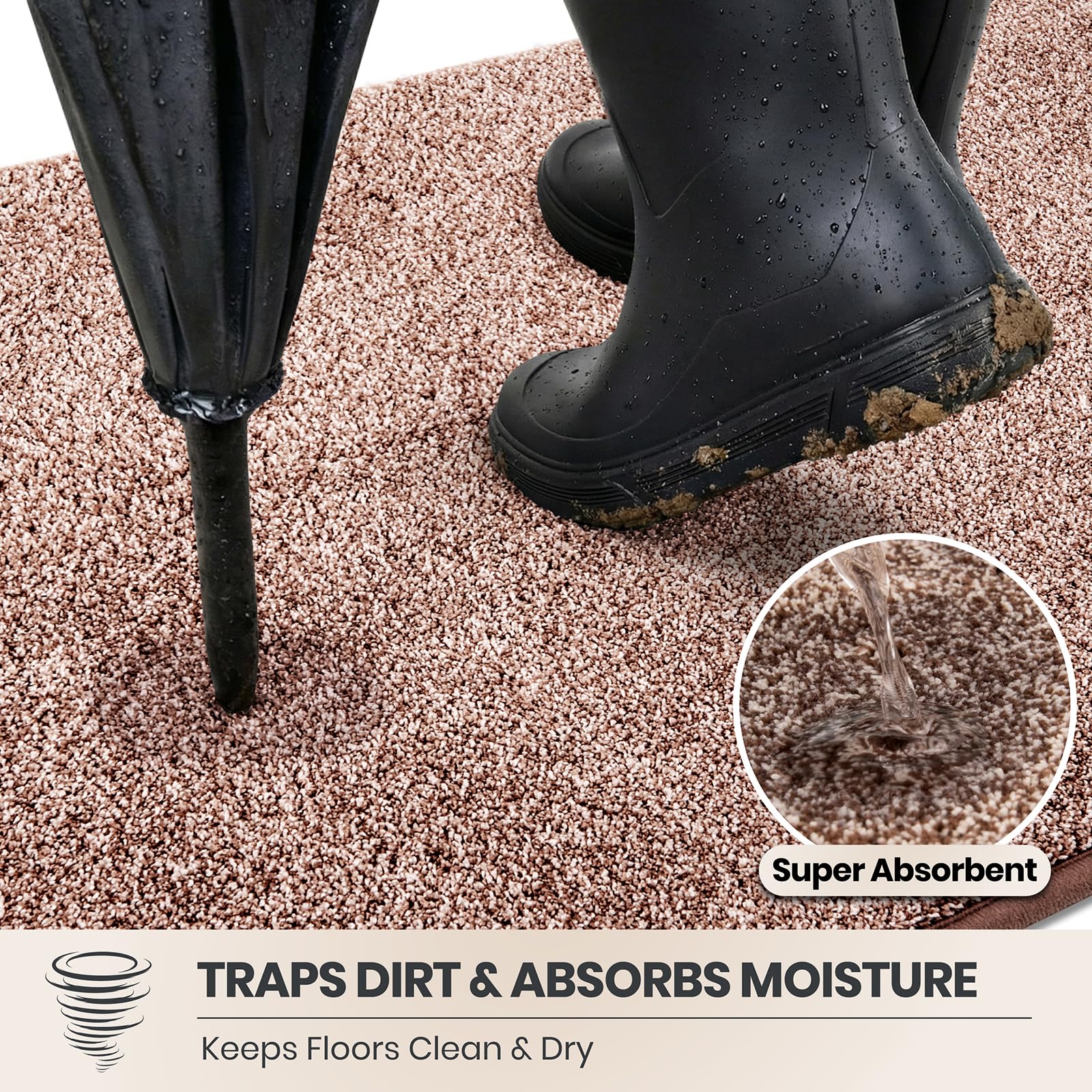 Side view of PURRUGS Dirt Trapping Indoor Door Mat showing low profile