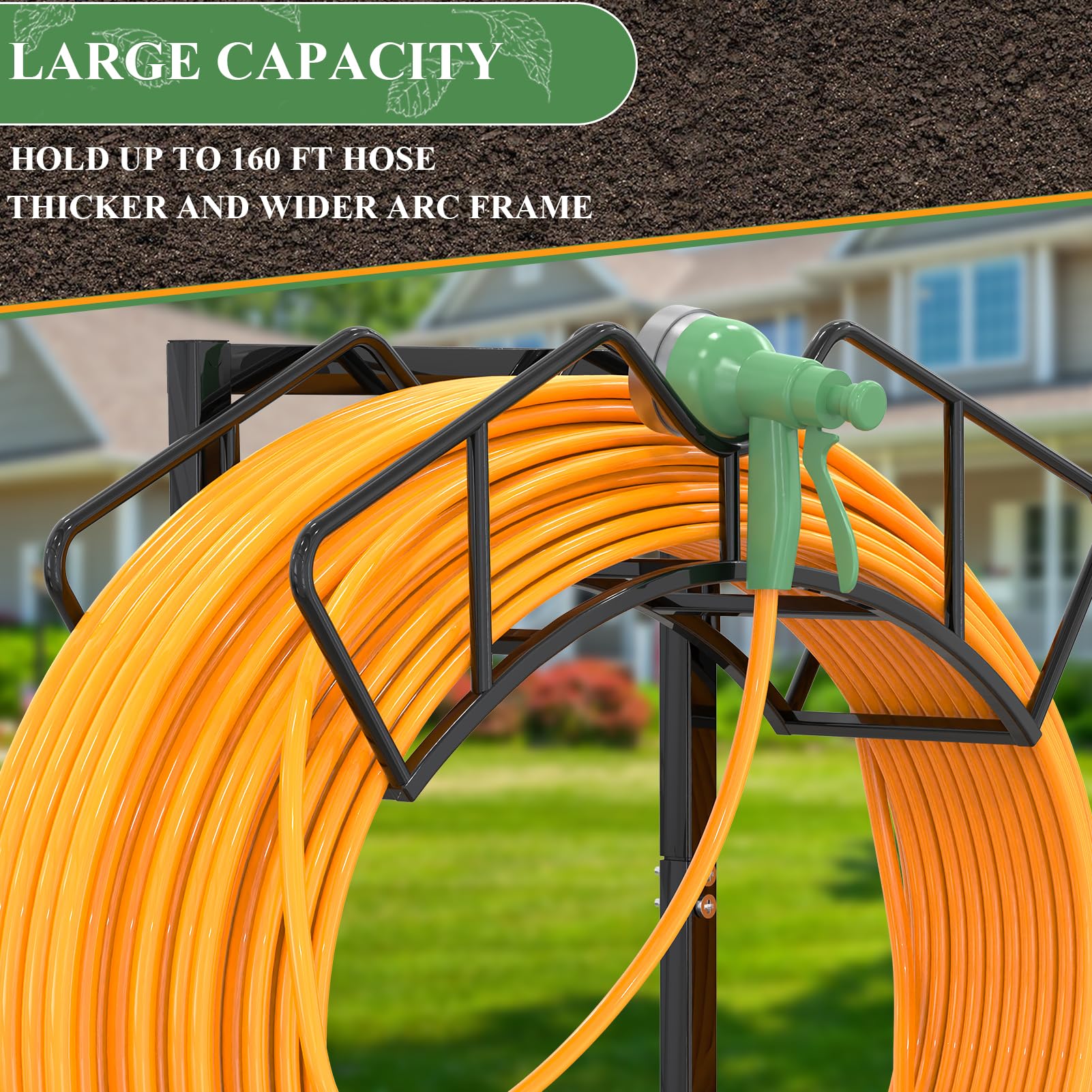 Side view of Qatsrin Garden Hose Holder showing sturdy base