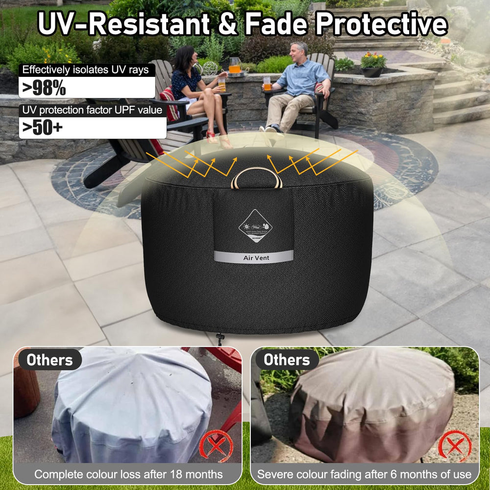 Side view of QH.HOME fire pit cover with portable handle