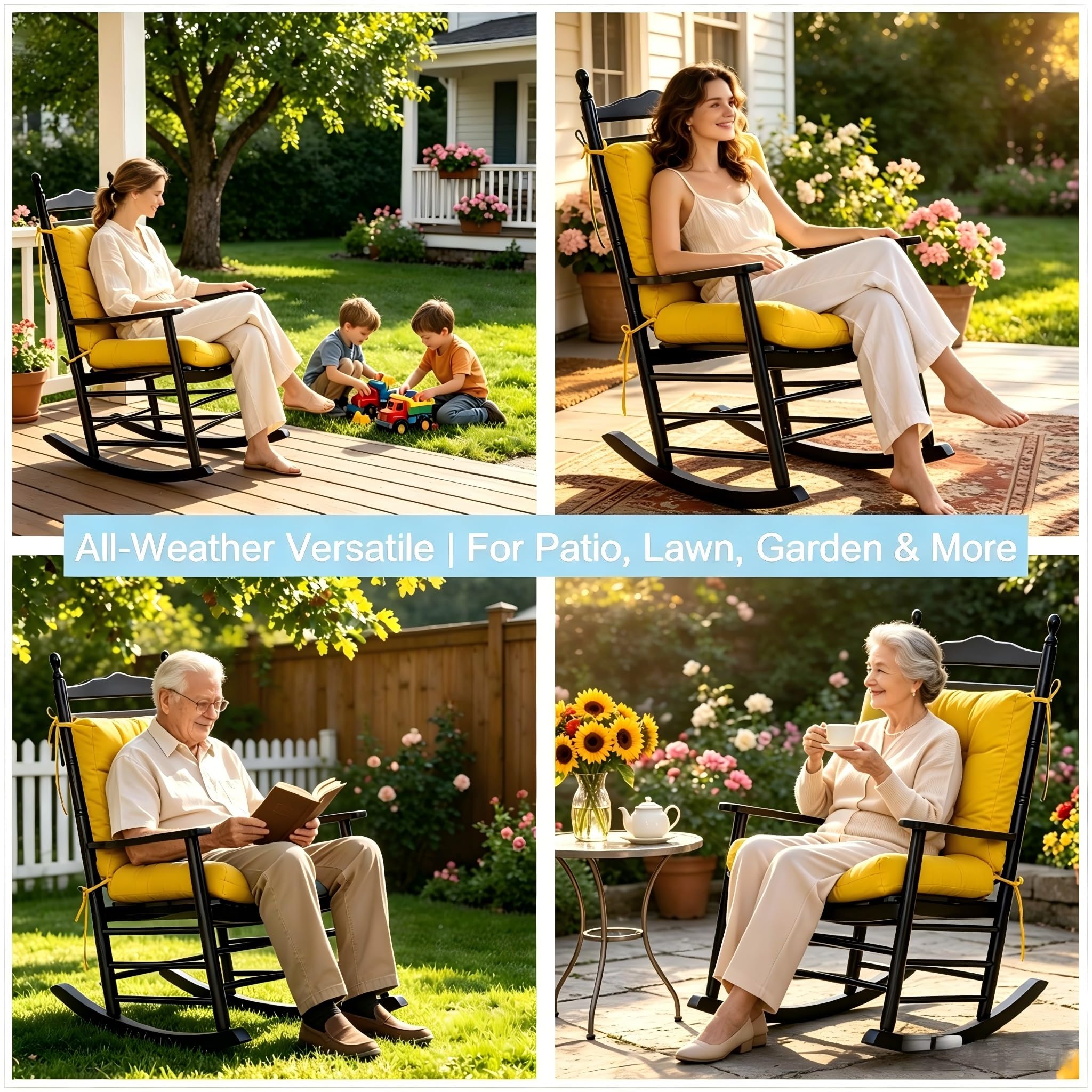 Side view of QILLOWAY outdoor chair cushions with ties