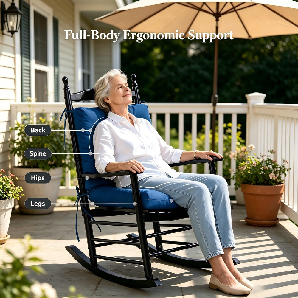 Side view of QILLOWAY royal blue outdoor chair cushion