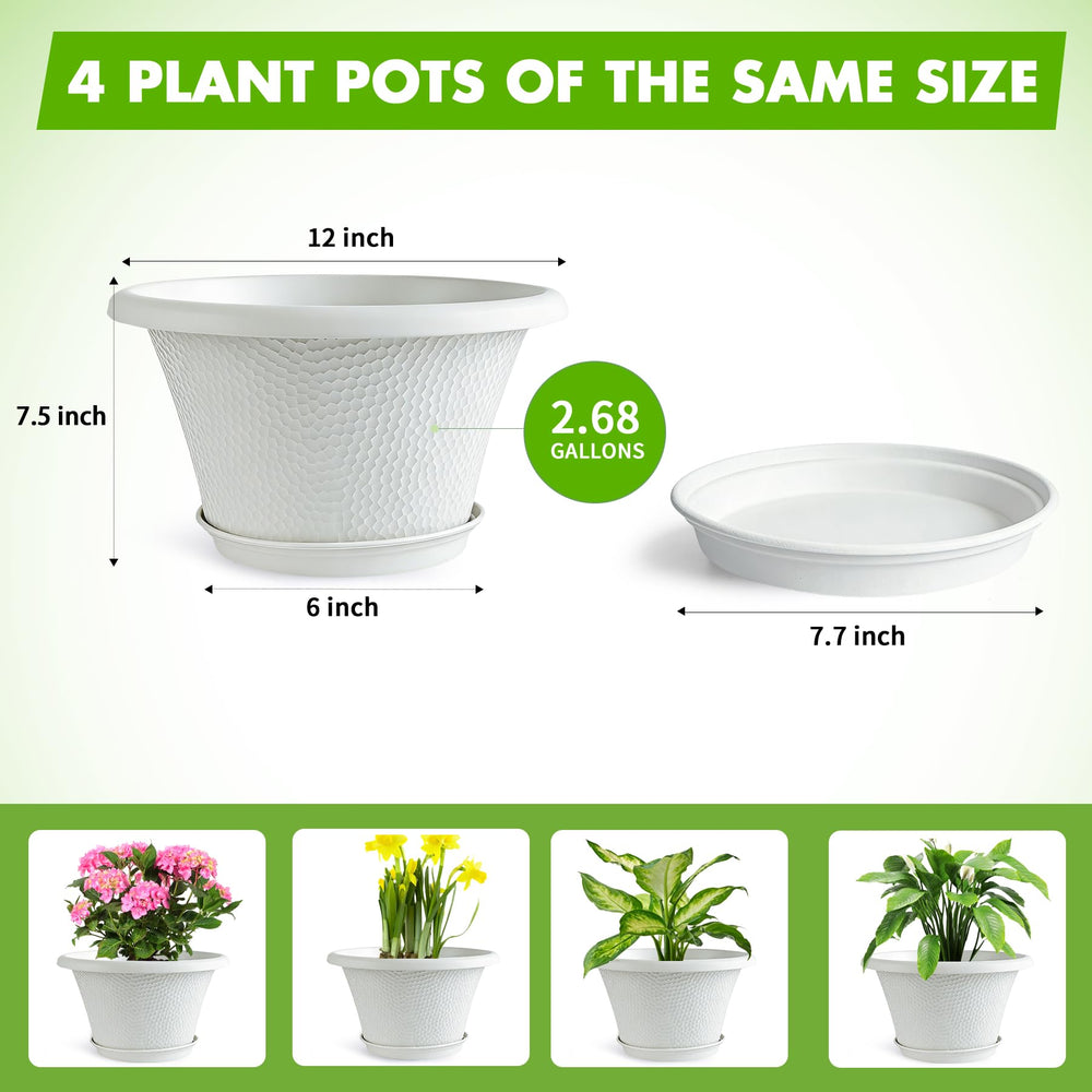 Side view of Quarut 12 Inch Flower Pot showing drainage holes