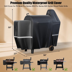 Side view of QuliMetal Grill Cover for Pit Boss 850/820