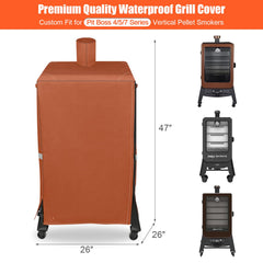 Side view of QuliMetal Vertical Smoker Cover, showcasing zipper and handles