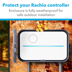 Side view of Rachio enclosure showing weatherproof features