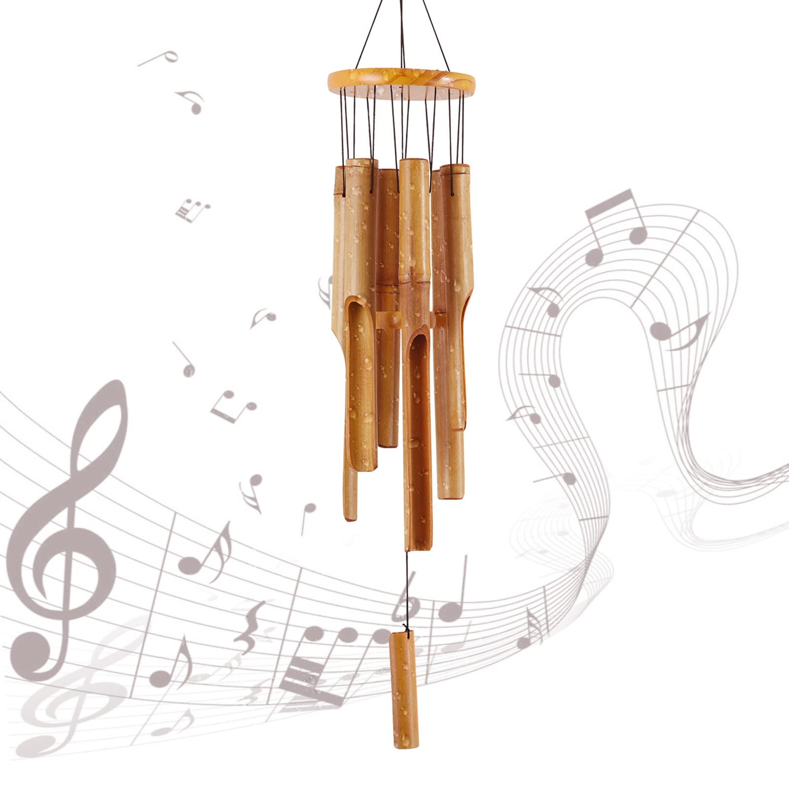 Side view of Rdutuok bamboo wind chimes showing S hook