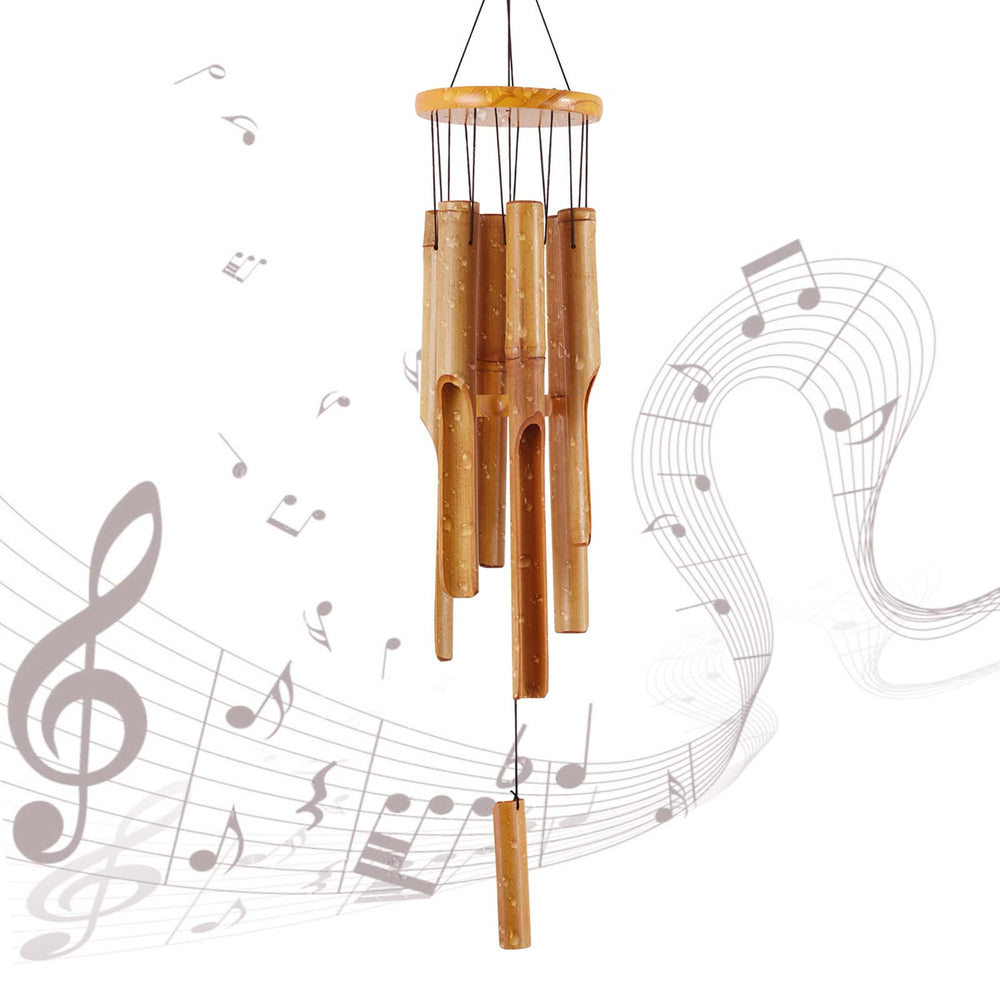 Side view of Rdutuok bamboo wind chimes showing S hook