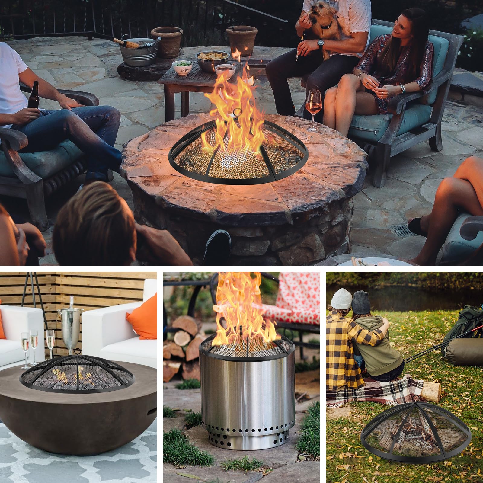 Side view of RGJ Fire Pit Spark Screen