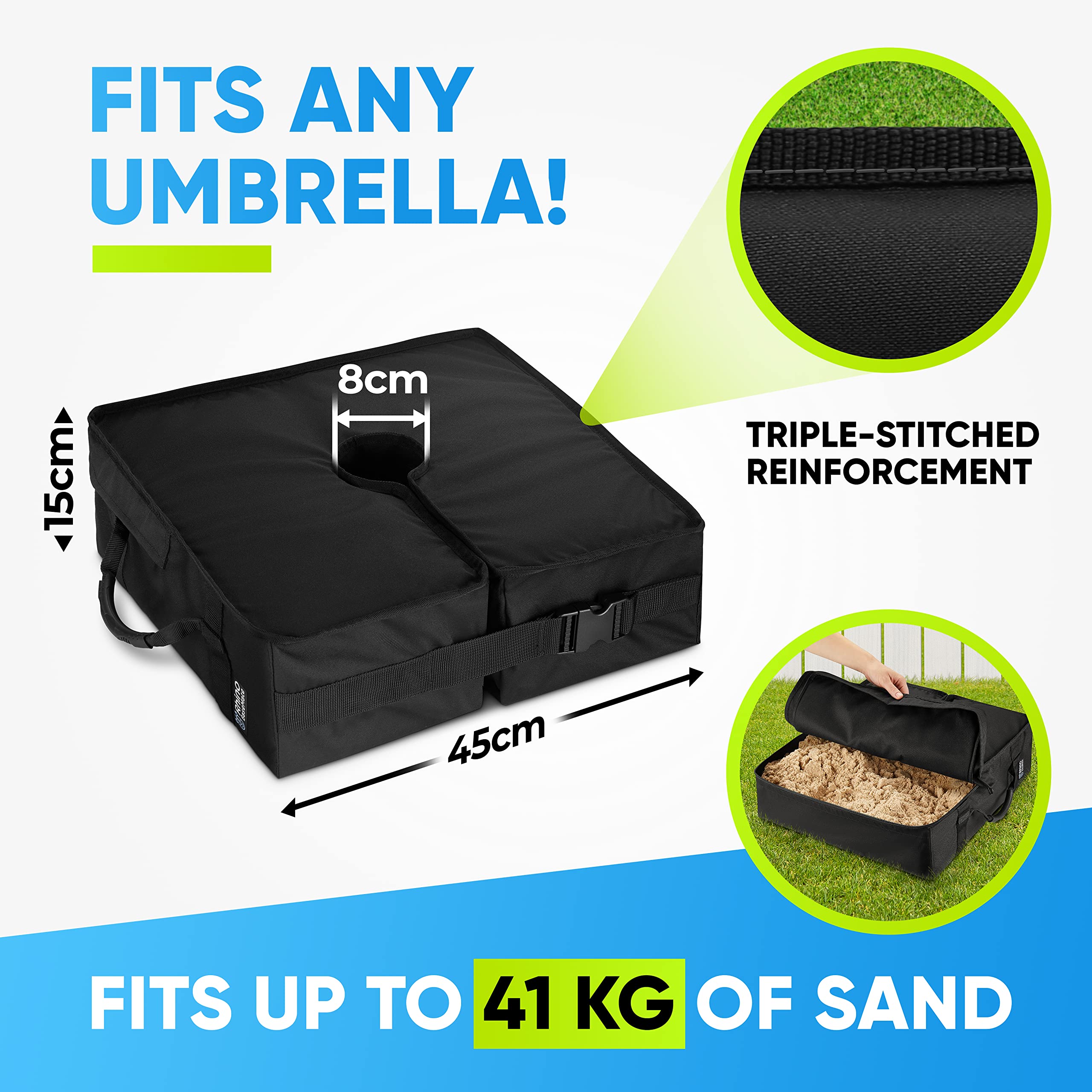 Side view of Rhino BaseMate umbrella base showcasing its design