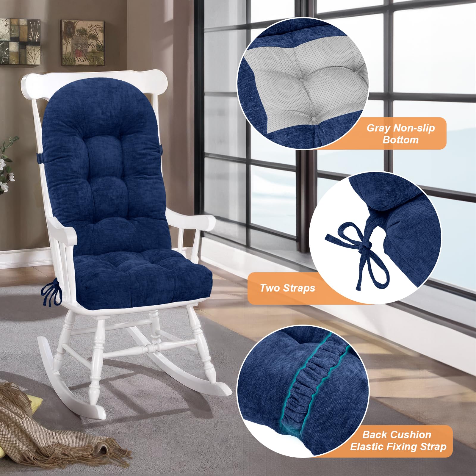 Side view of ROFIEJOX Rocking Chair Cushion showing thickness