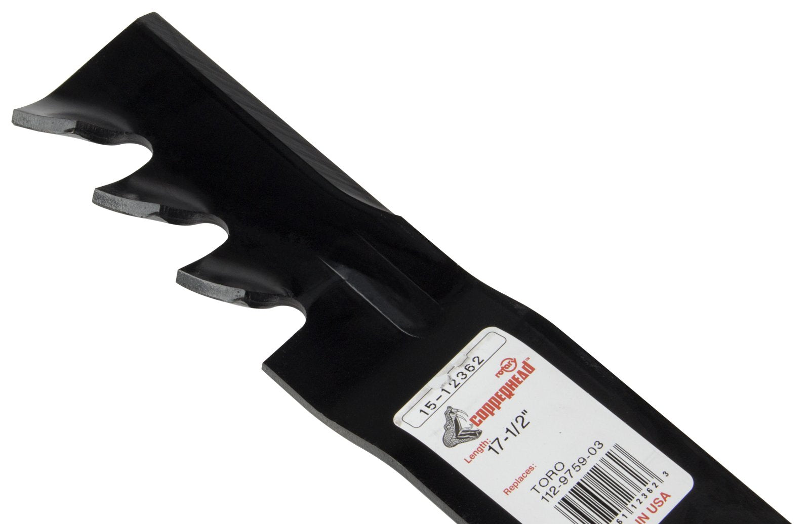 Side view of Rotary mower blades highlighting design features
