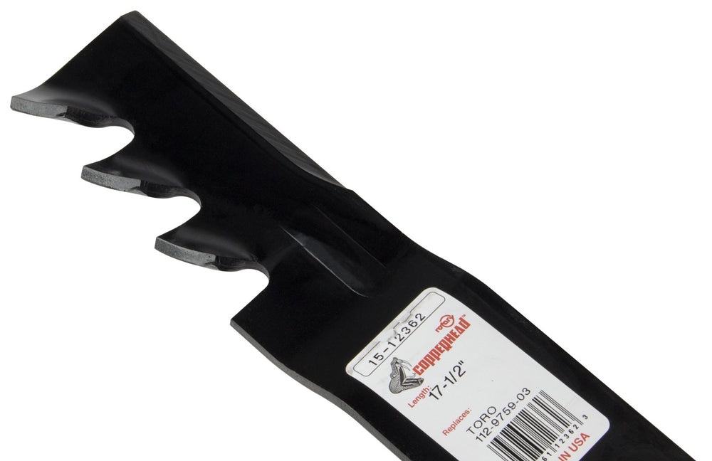 Side view of Rotary mower blades highlighting design features