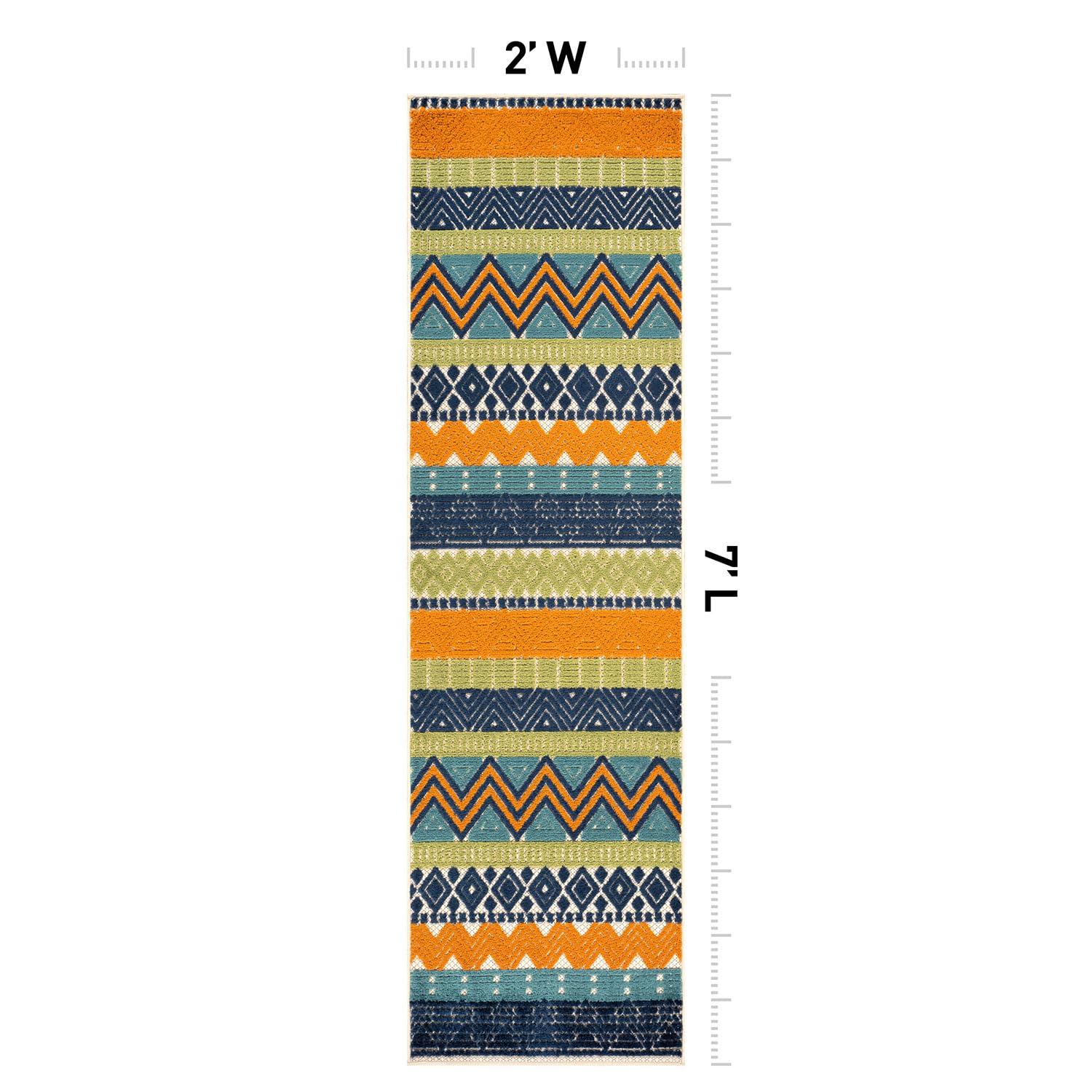 Side view of Rugshop Indoor/Outdoor Boho Runner Rug showing pattern