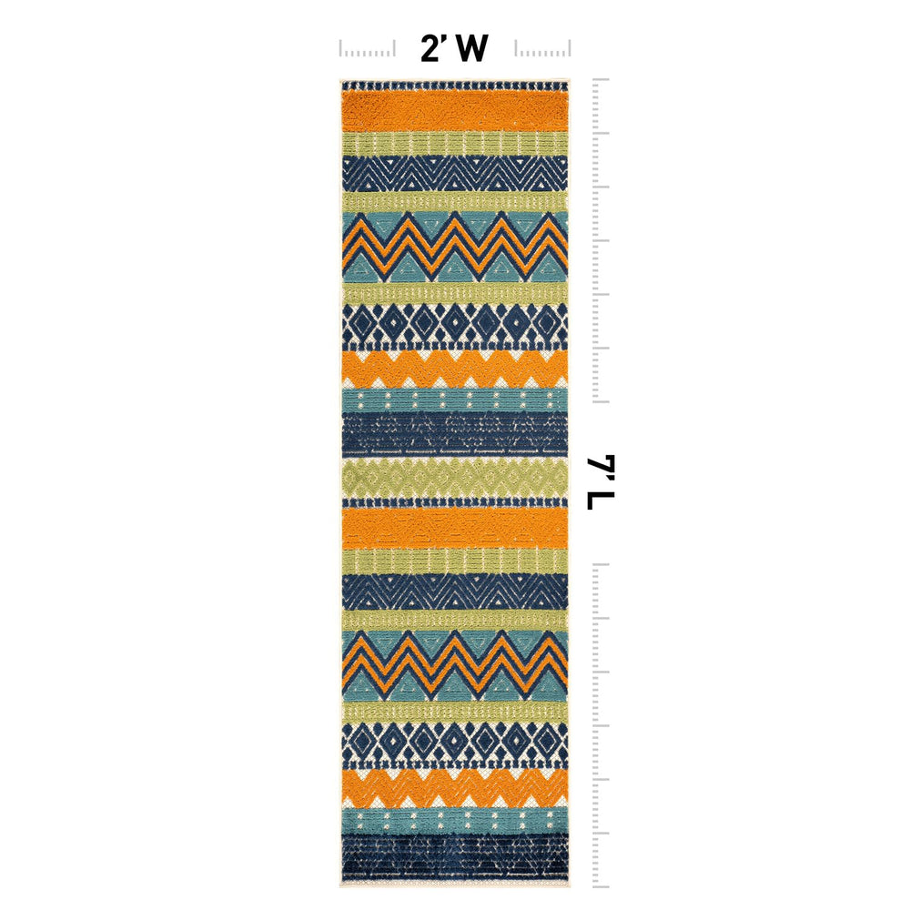 Side view of Rugshop Indoor/Outdoor Boho Runner Rug showing pattern