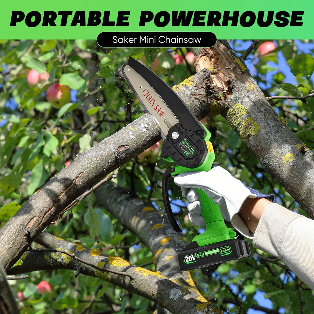 Side view of Saker Mini Chainsaw showing cutting face