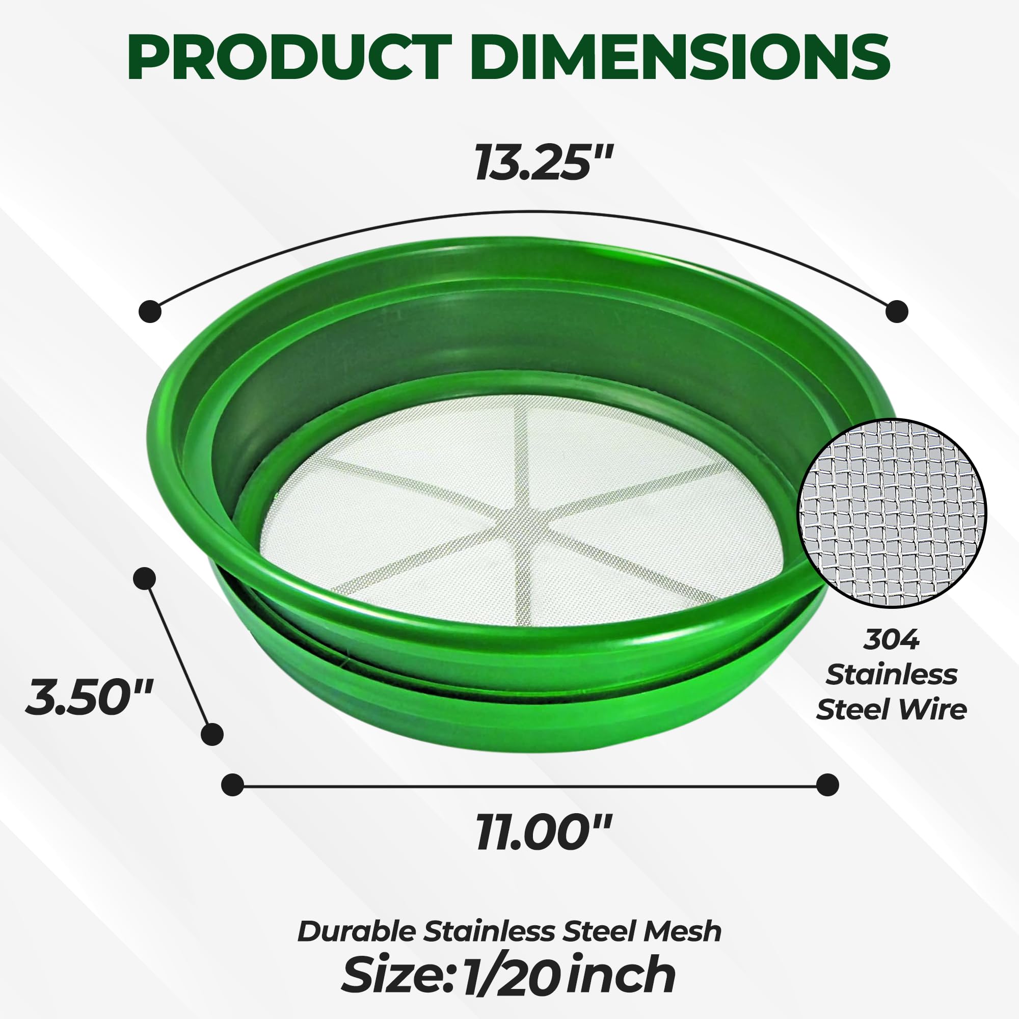 Side view of SE 13.25 Inch Gold Prospecting Pan with stainless steel mesh