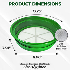 Side view of SE 13.25 Inch Gold Prospecting Pan with stainless steel mesh
