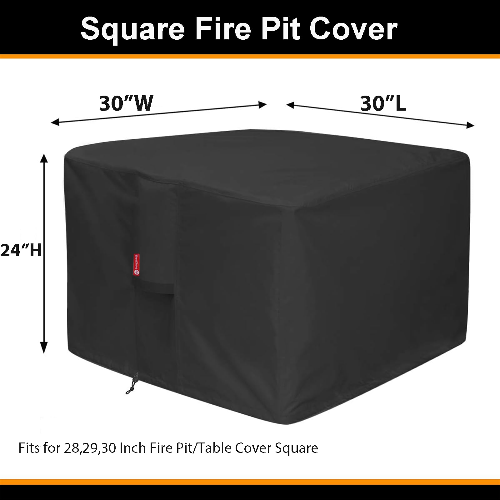 Side view of SheeChung Fire Pit Cover, showcasing adjustable drawstring