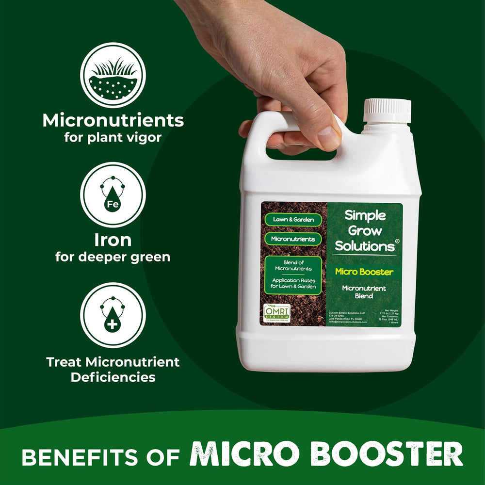 Side view of Simple Lawn Solutions Micronutrient Formula with label details