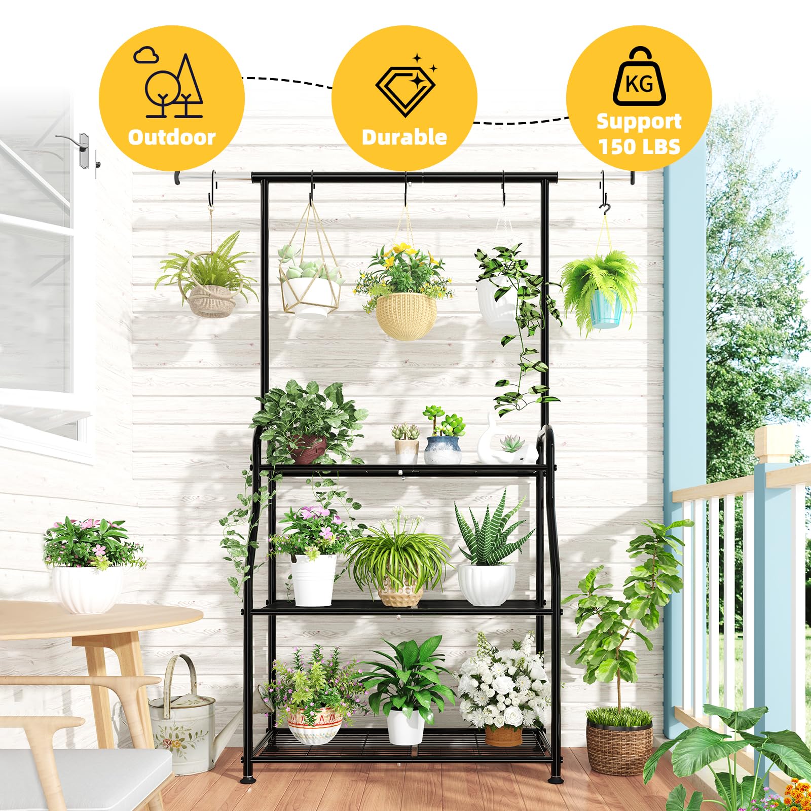 Side view of Simple Trending Plant Stand showing expandable height