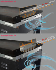Side view of Sivsis wind guards on griddle