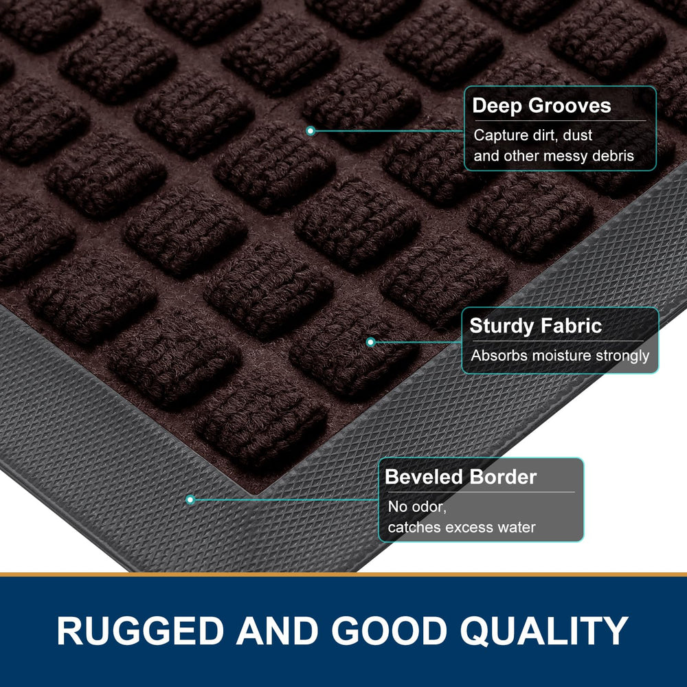 Side view of Smiry doormat with non-slip rubber backing
