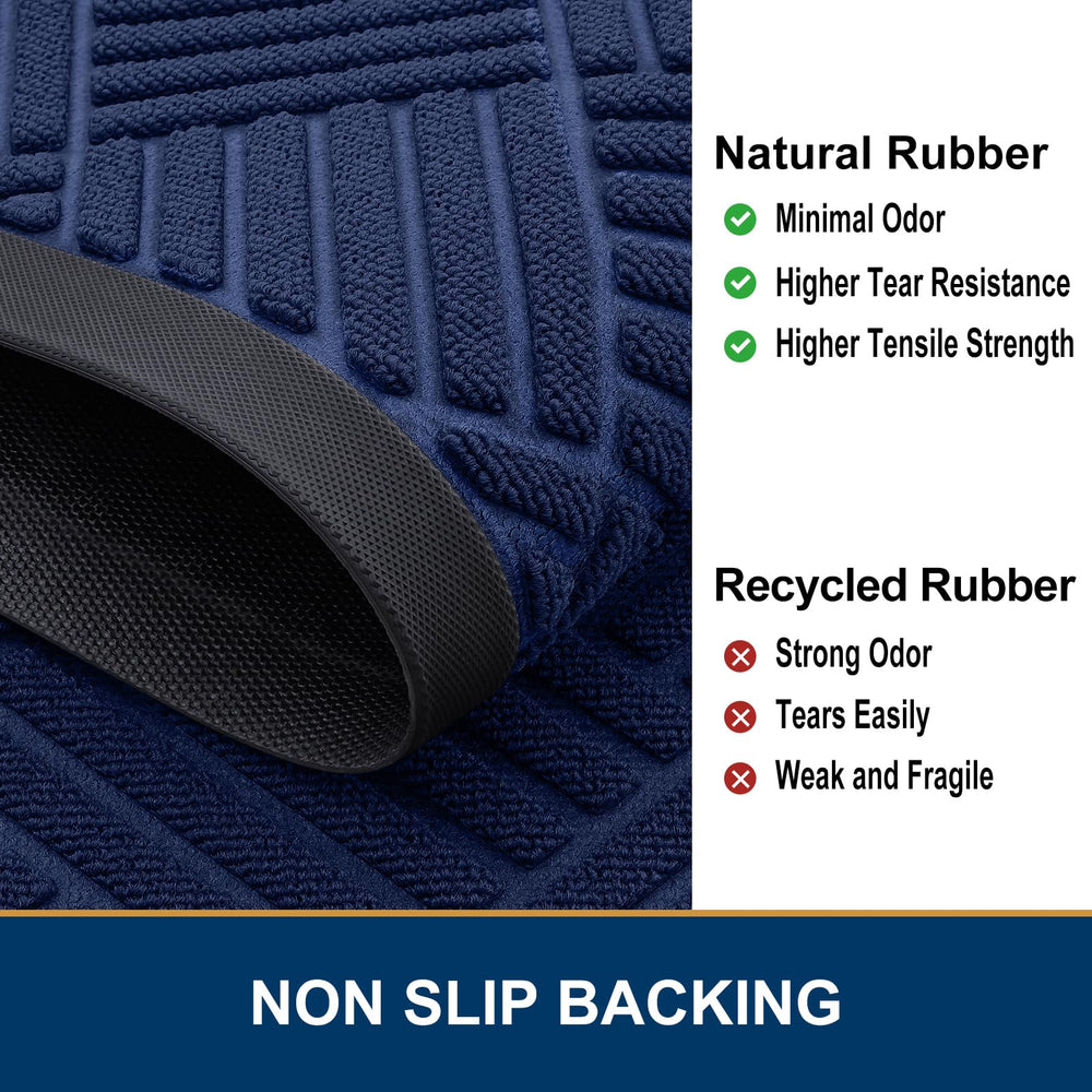 Side view of Smiry navy blue door mat