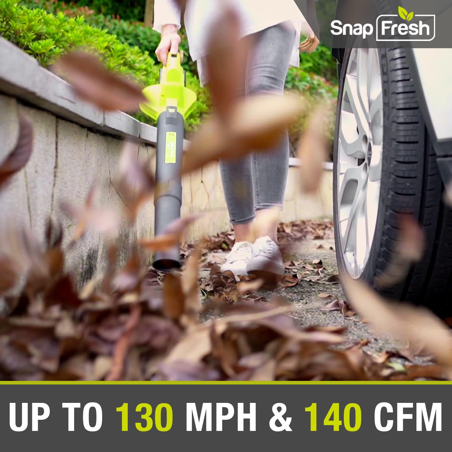 Side view of SnapFresh Leaf Blower with charger