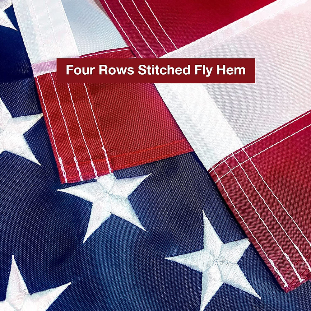 Side view of SolarStar American Flag with sewn stripes