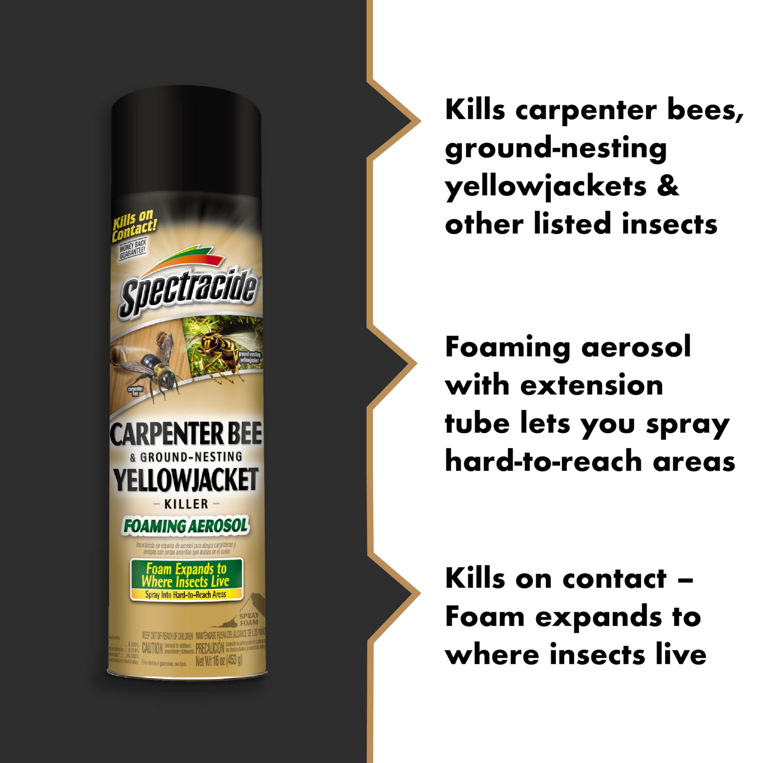 Side view of Spectracide Carpenter Bee & Yellowjacket Killer spray can