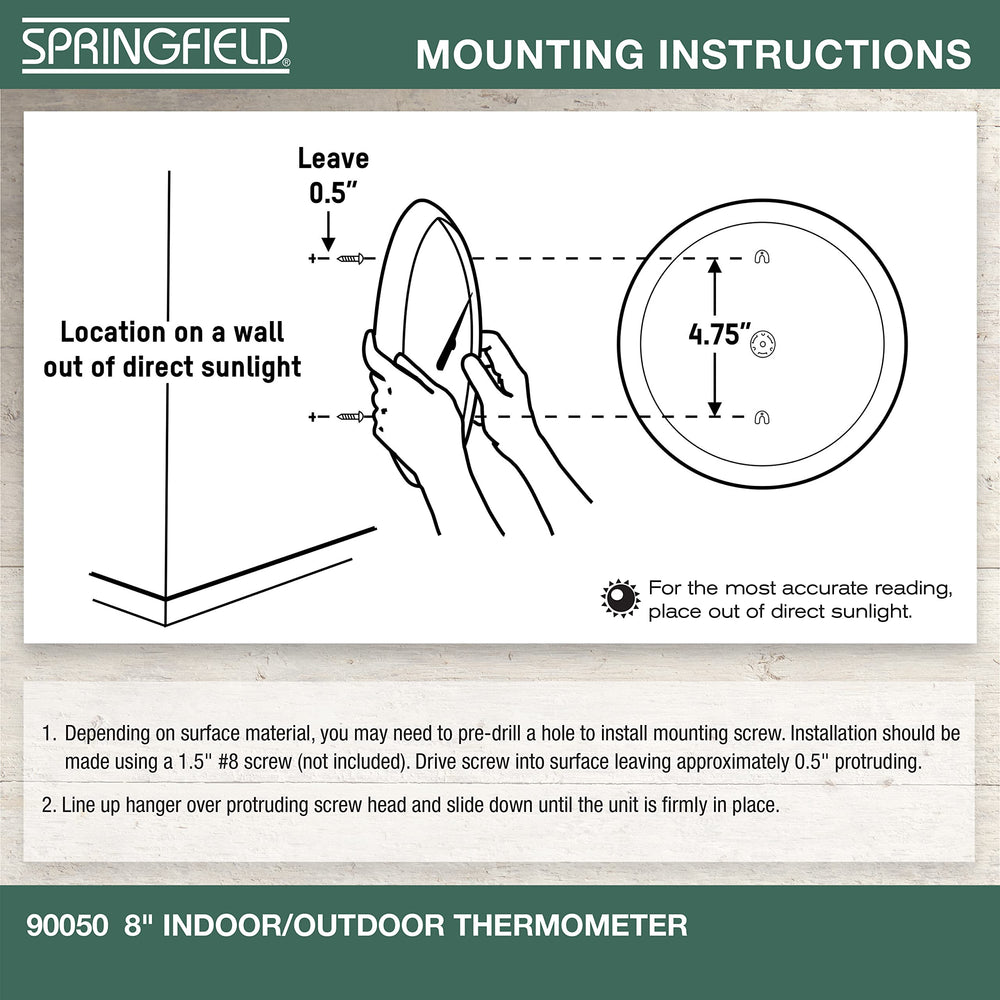 Side view of Springfield 8.5 Inch thermometer