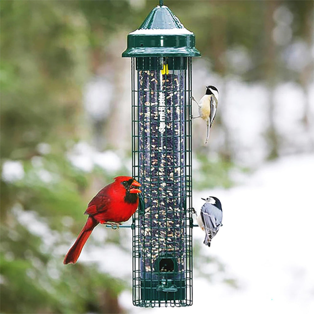 Side view of Squirrel Buster Classic Bird Feeder with feeding ports