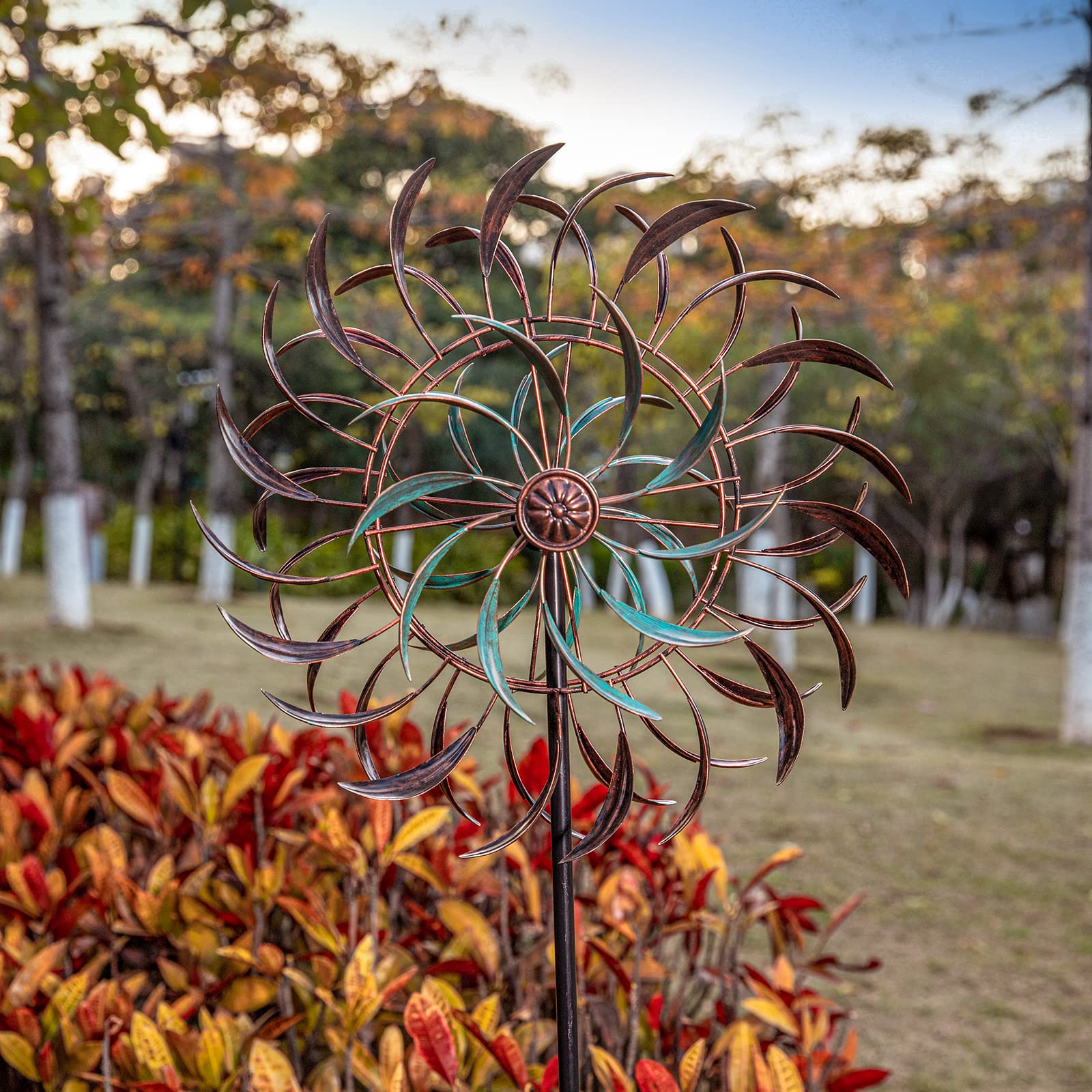 Side view of Stargarden wind spinner showcasing its height