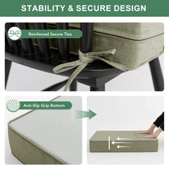 Side view of Summsun outdoor chair cushion with anti-slip bottom