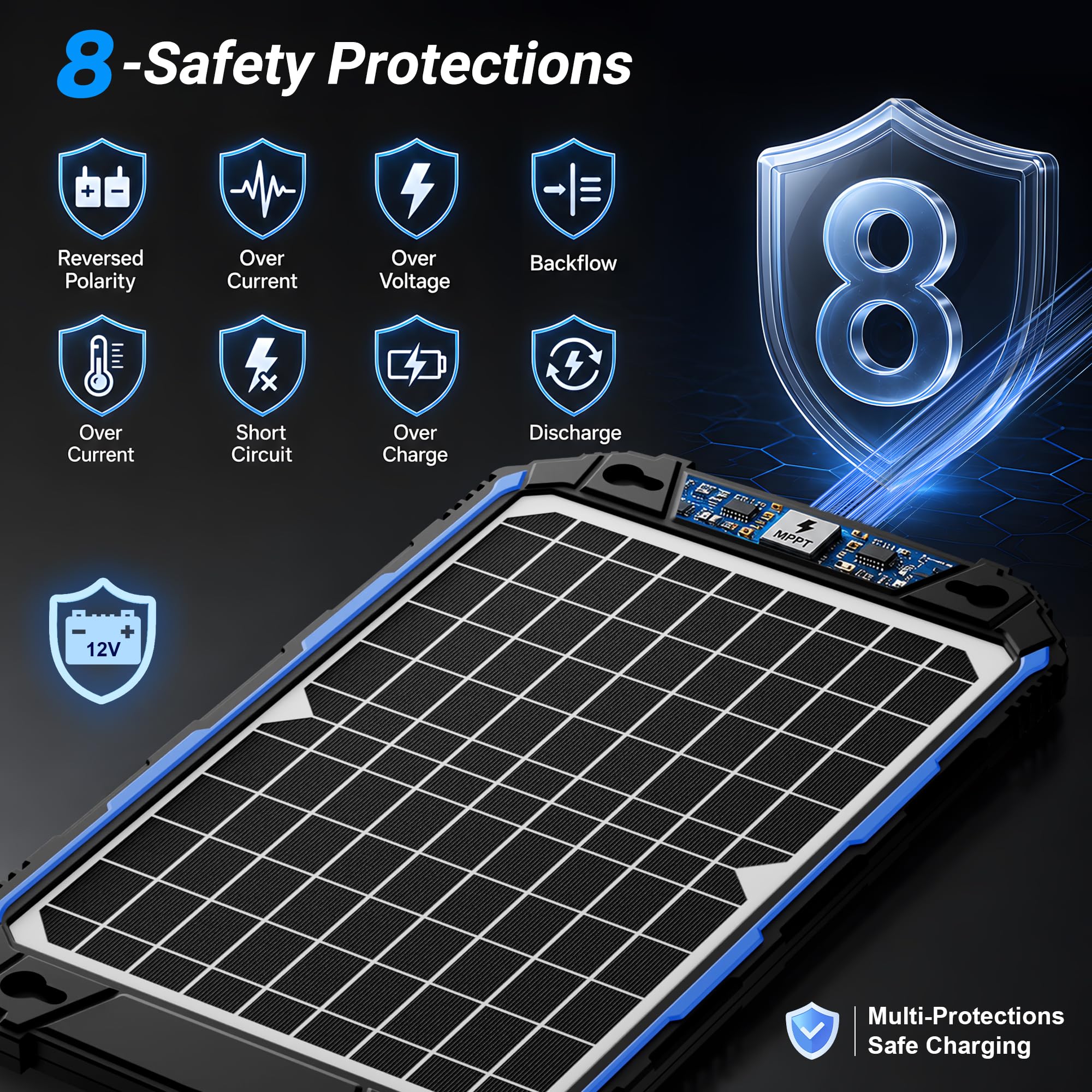 Side view of SUNER POWER Solar Charger showing mounting holes