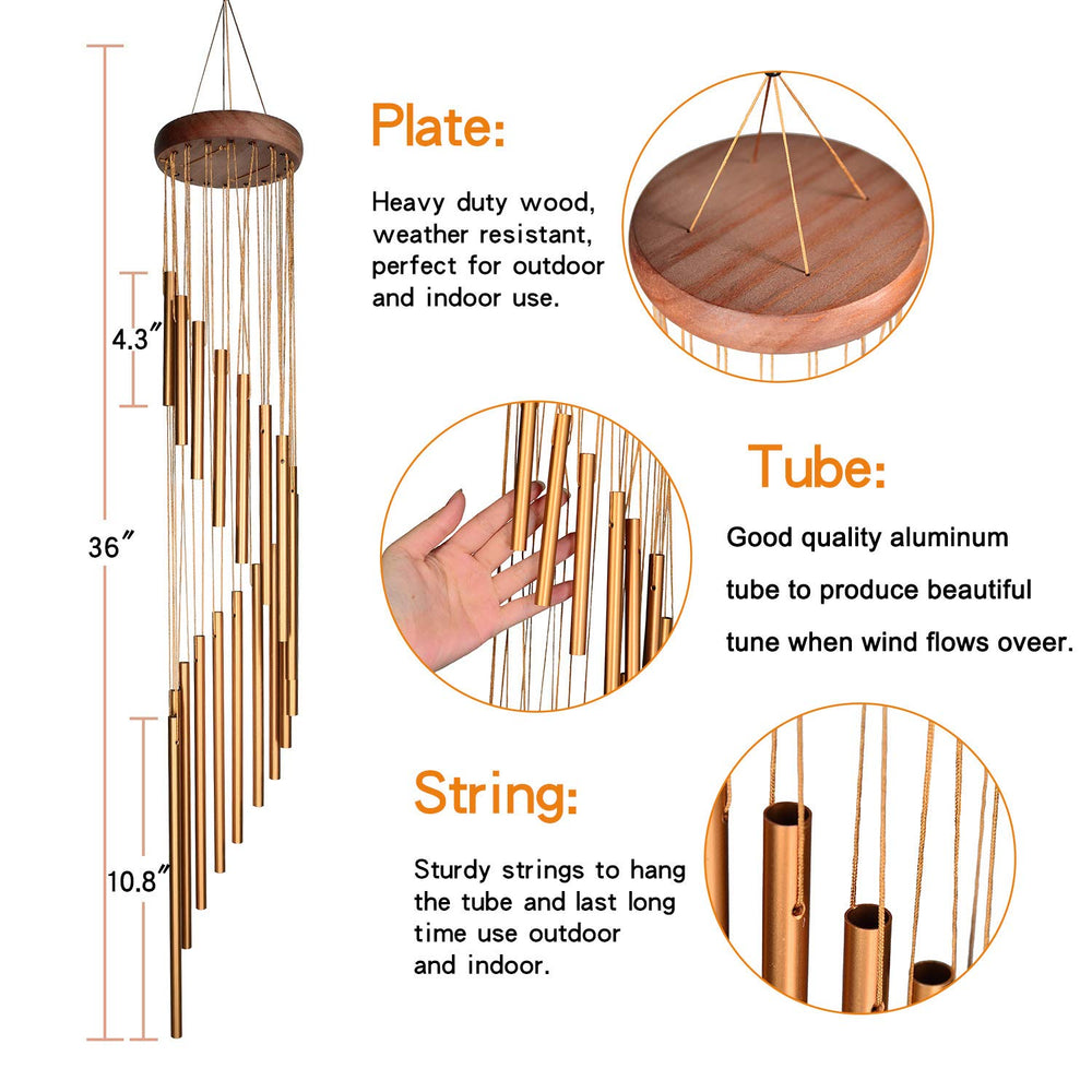 Side view of SuninYo wind chimes hanging outdoors