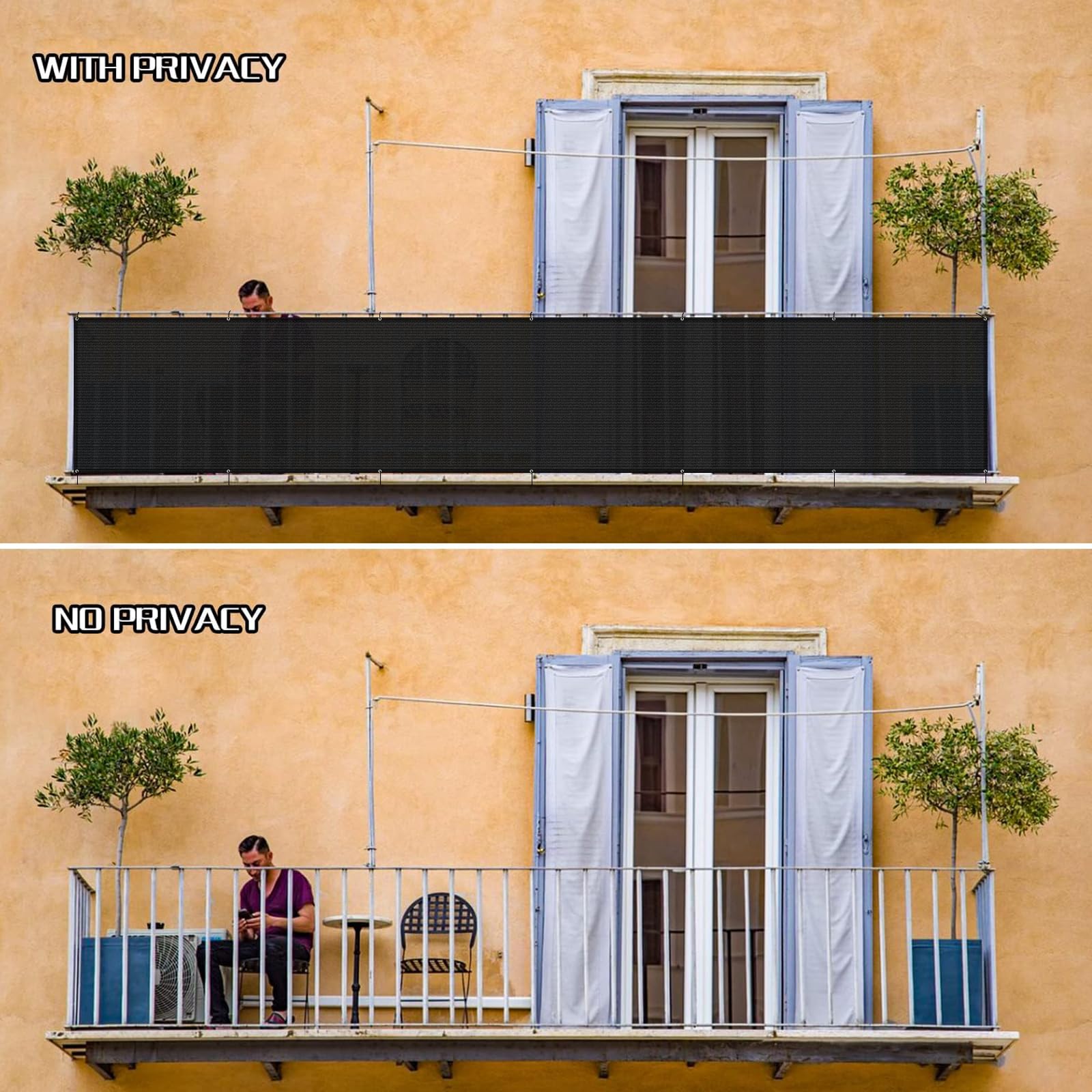 Side view of SUNLAX 3'x16' privacy screen