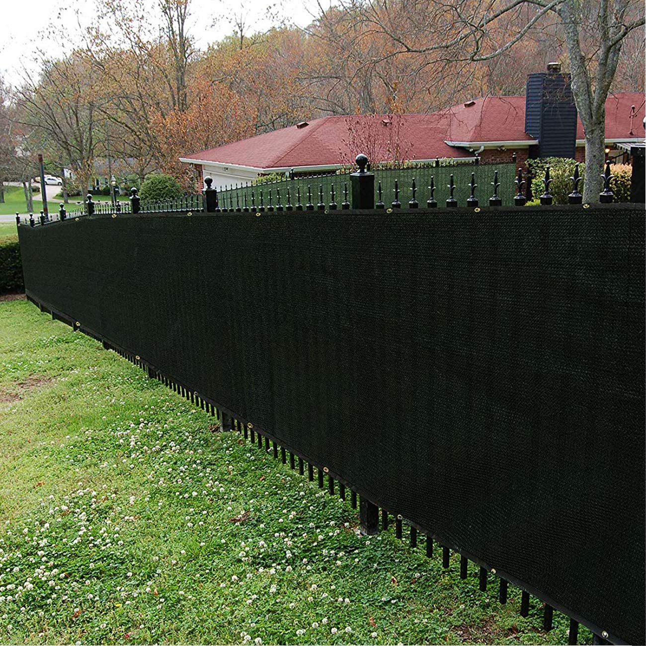 Side view of Sunnyglade privacy screen fence in a backyard