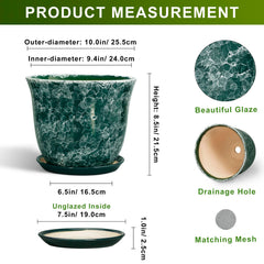 Side view of SUNPOTFOR 10 Inch Ceramic Plant Pot with drainage hole