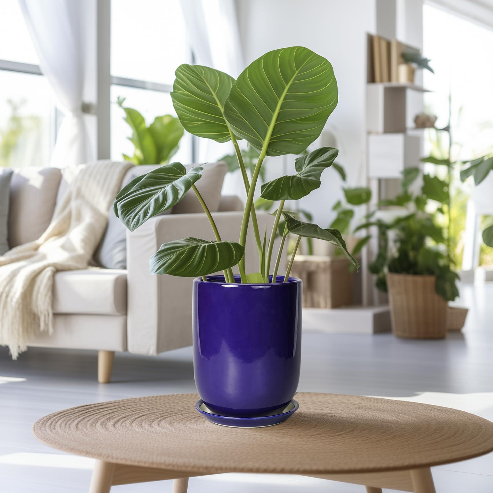 Side view of SUNPOTFOR Ceramic Plant Pot with drainage hole