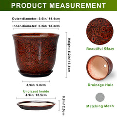 Side view of SUNPOTFOR Ceramic Plant Pot with drainage hole