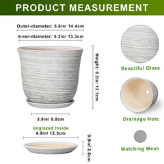 Side view of SUNPOTFOR Ceramic Plant Pot with drainage tray