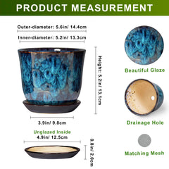 Side view of SUNPOTFOR Ceramic Pot with Drainage Saucer